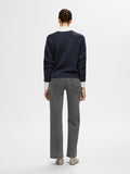 Lulu New Ls Knit V-Neck - Dark Sapphire Melange