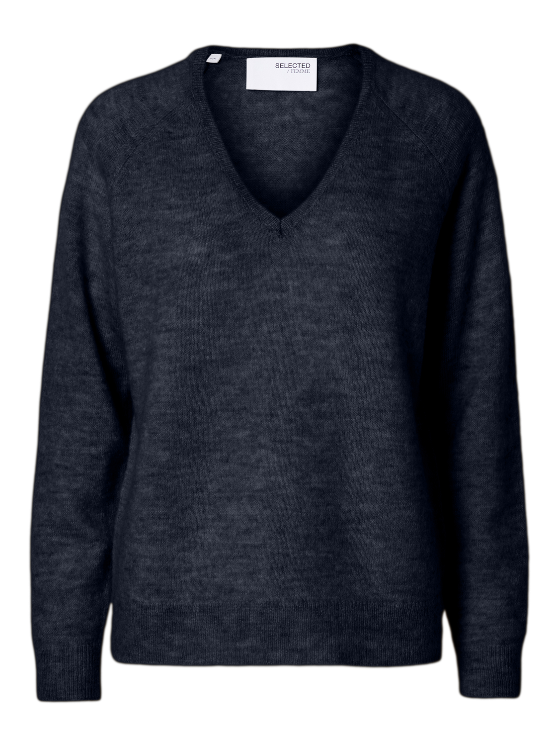 Lulu New Ls Knit V-Neck - Dark Sapphire Melange