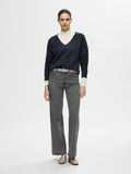 Lulu New Ls Knit V-Neck - Dark Sapphire Melange