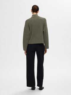 Sia Ras Ls Knit Zipper Cardigan - Kalamata  Melange