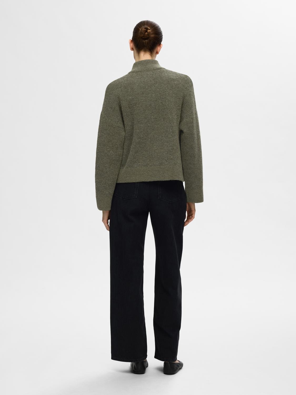 Sia Ras LS Knit Zipper Kofta - Kalamata Melange