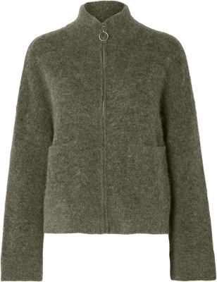 Sia Ras Ls Knit Zipper Cardigan - Kalamata  Melange