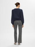 Lulu Ls Knit Rib O-Neck - Dark Sapphire Melange