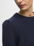 Lulu Ls Knit Rib O-Neck - Dark Sapphire Melange