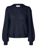 Lulu Ls Knit Rib O-Neck - Dark Sapphire Melange