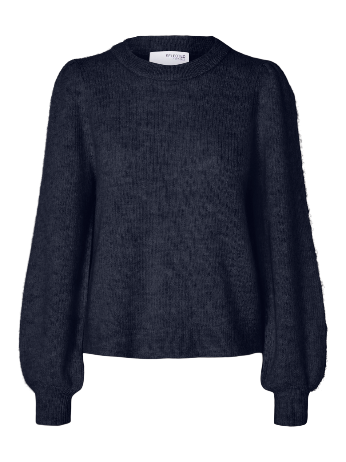 Lulu Ls Knit Rib O-Neck - Dark Sapphire Melange