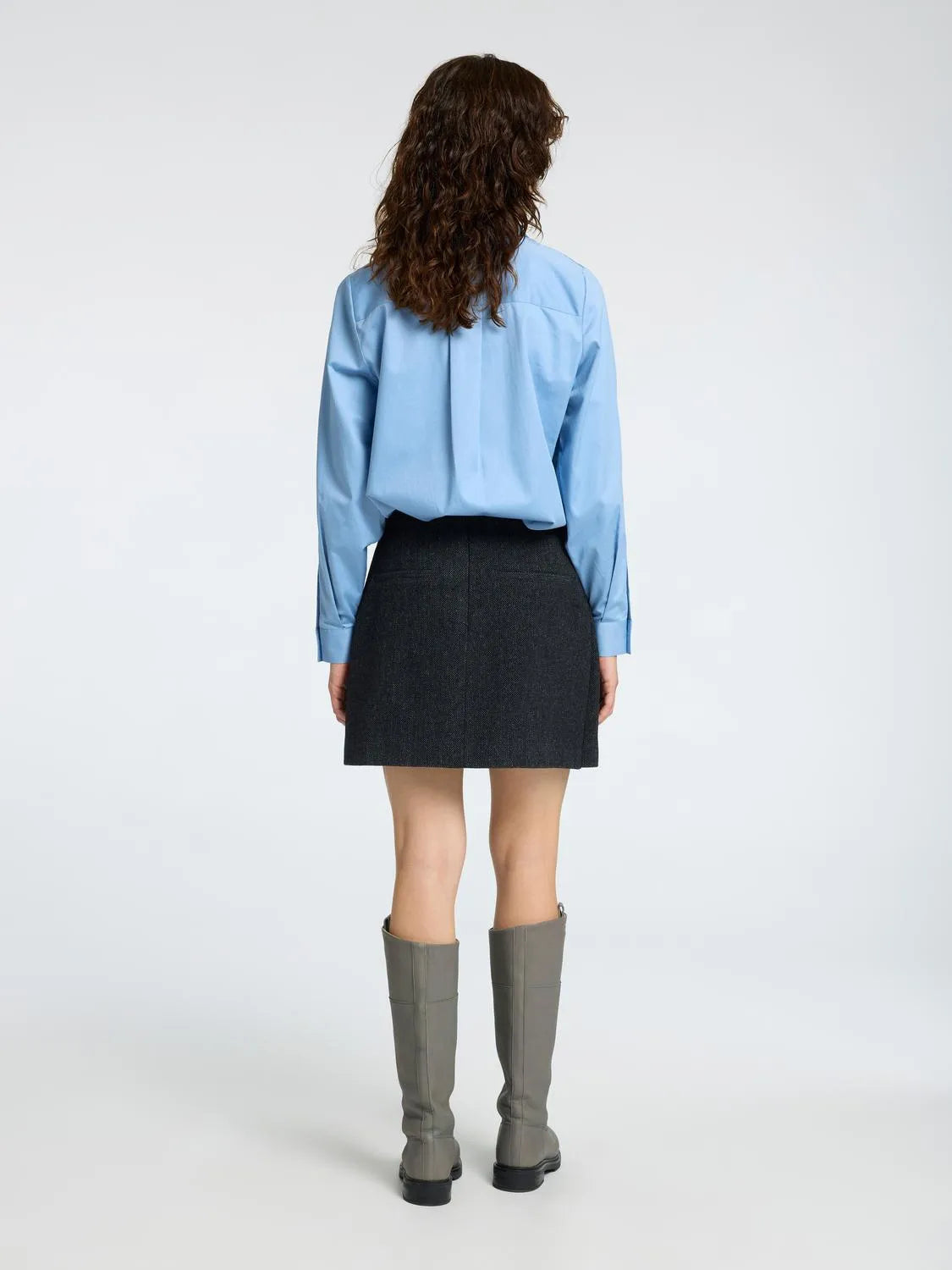 Lelou Hw Mini Skirt - Dark Grey Herringbone