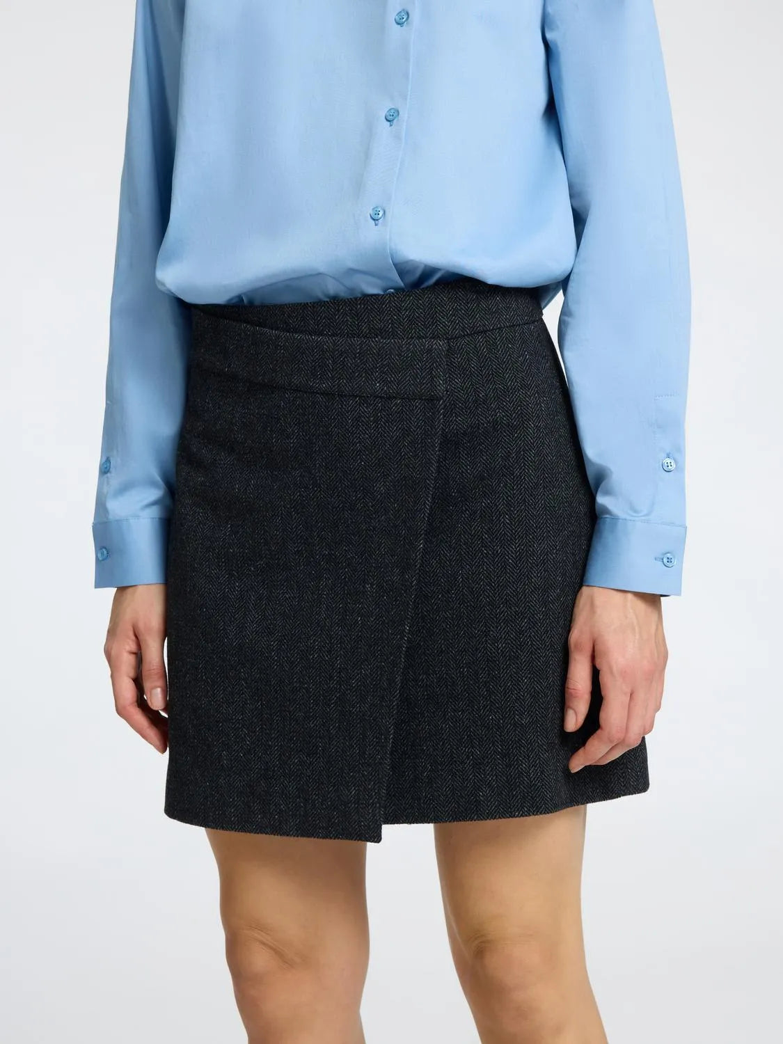 Lelou Hw Mini Skirt - Dark Grey Herringbone