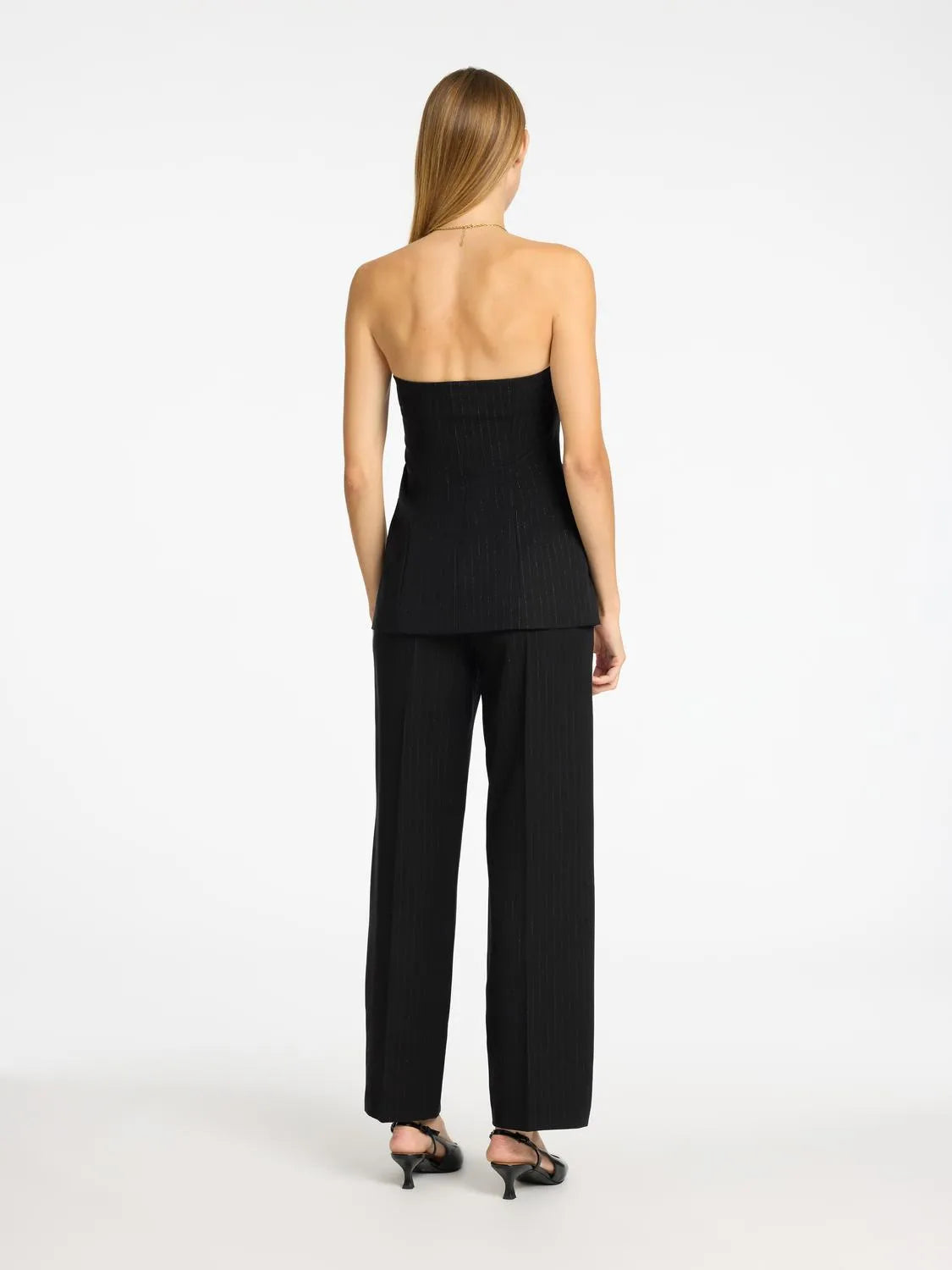 Eli Bustier Top - Black Silver Stripe