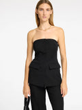 Eli Bustier Top - Black Silver Stripe