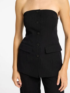 Eli Bustier Top - Black Silver Stripe
