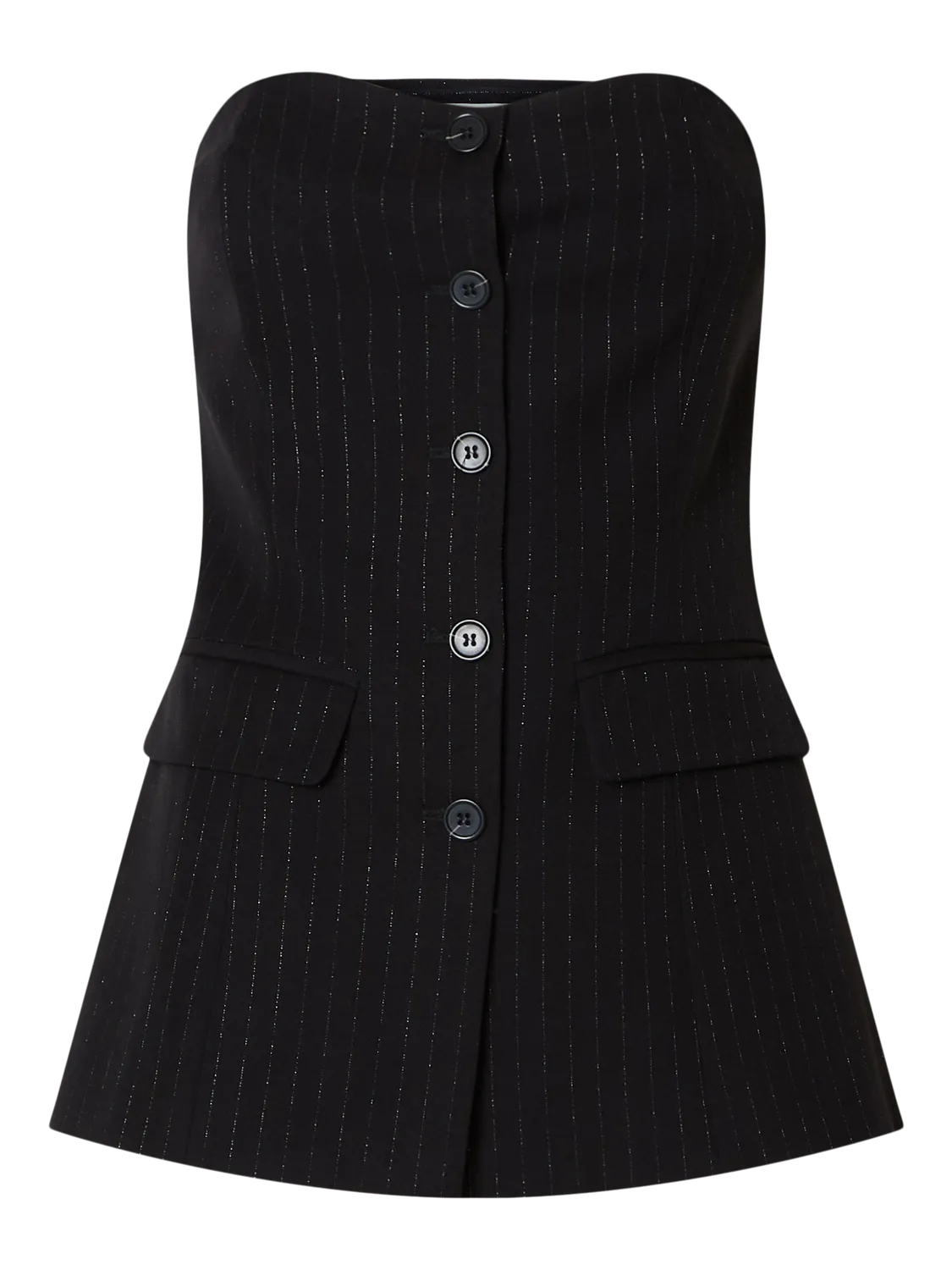 Eli Bustier Top - Black Silver Stripe