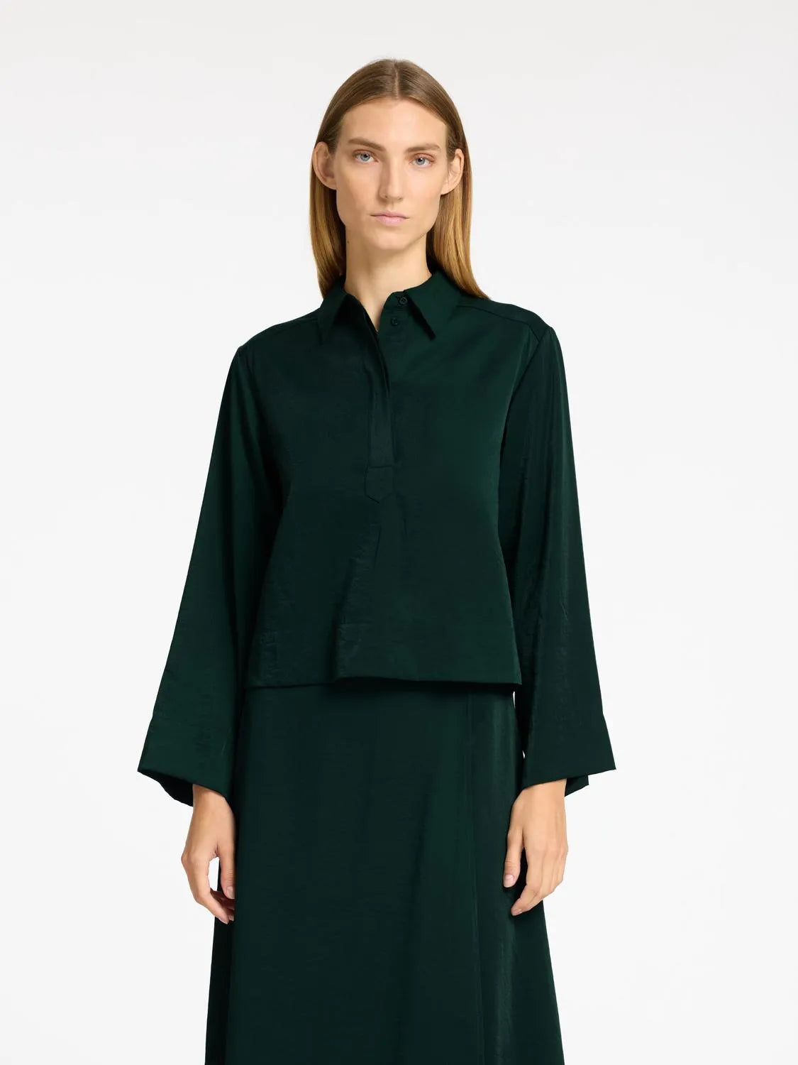 Jean Ls Cropped Shirt - Scarab