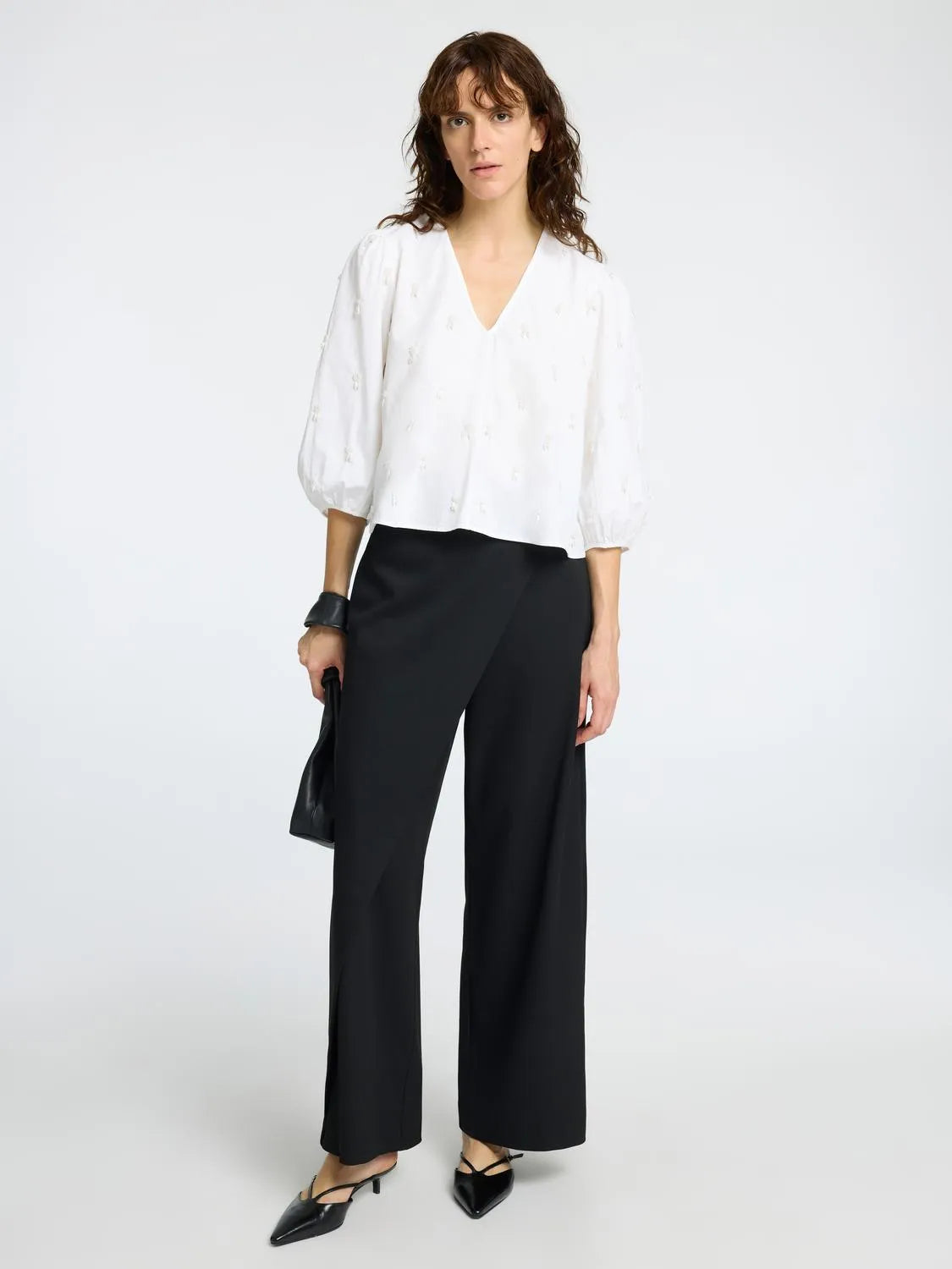 Galia 3/4 Sequins Top - Bright White