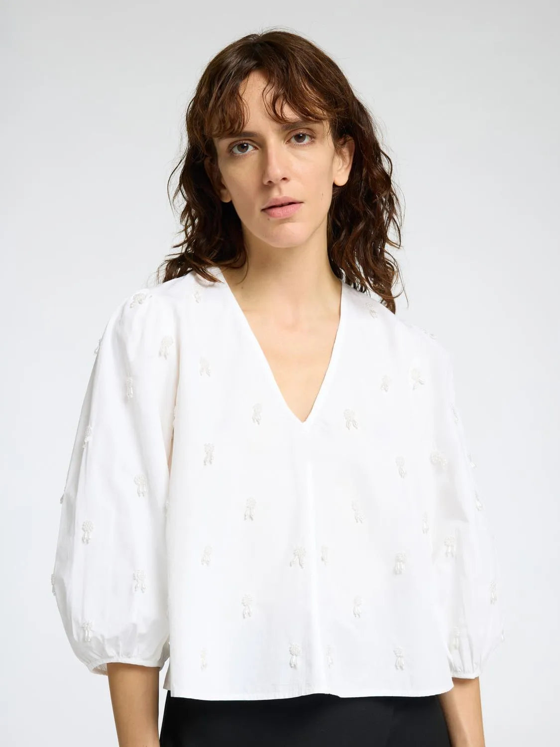 Galia 3/4 Sequins Top - Bright White