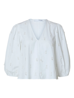 Galia 3/4 Sequins Top - Bright White
