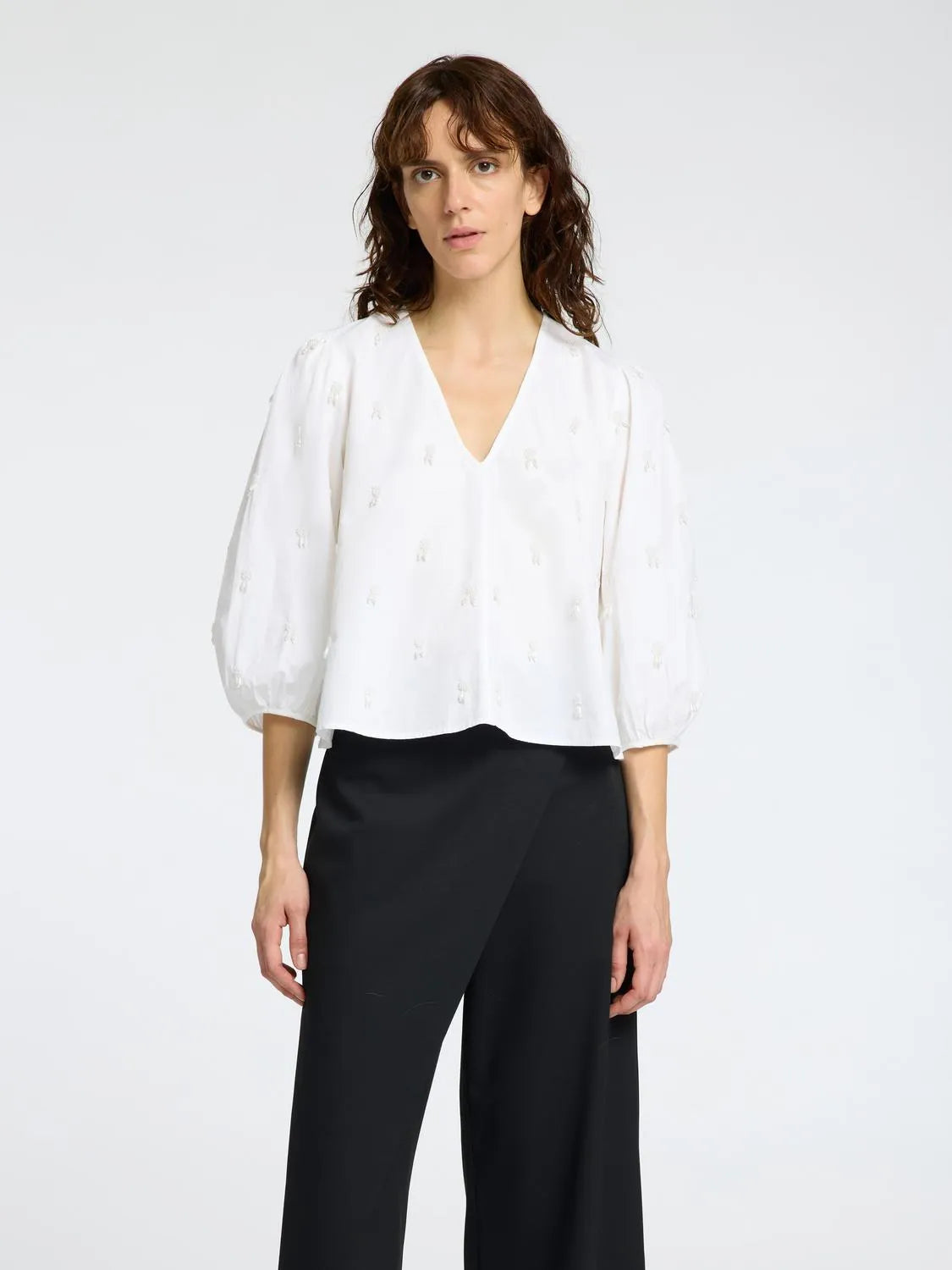 Galia 3/4 Sequins Top - Bright White