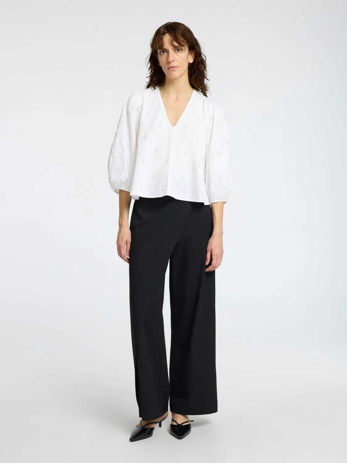 Galia 3/4 Sequins Top - Bright White