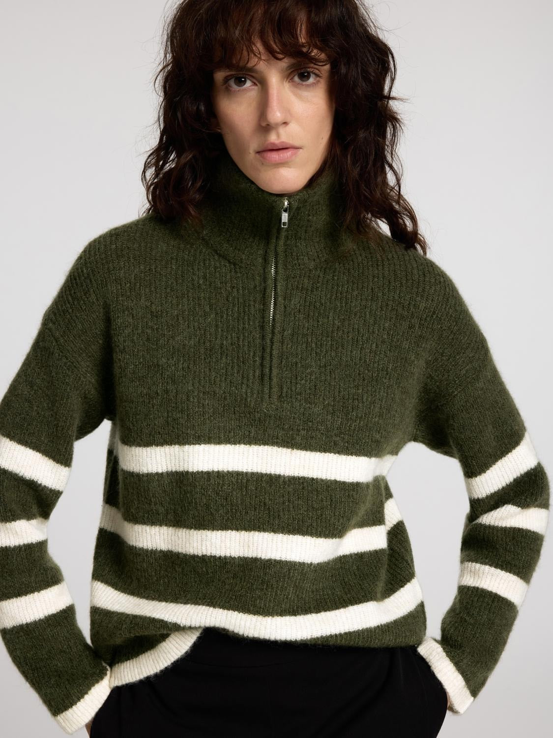 Maline Ls Knit Half Zip - Kalamata Birch