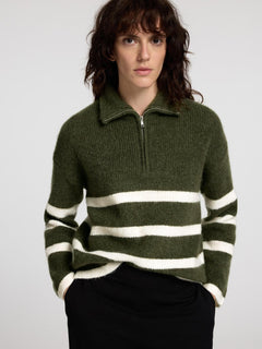 Maline Ls Knit Half Zip - Kalamata  Birch