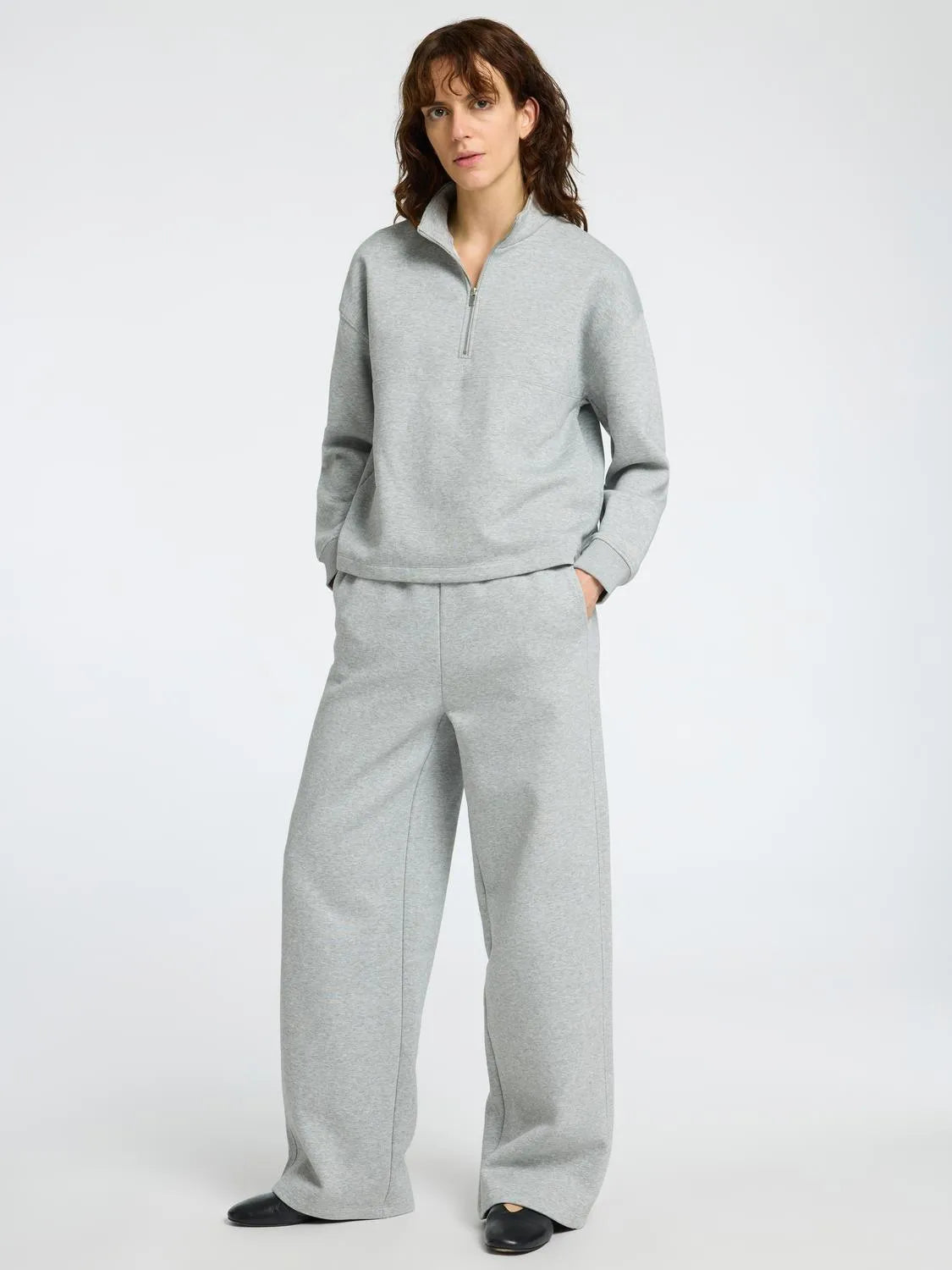 Gia Hw Wide Pant - Light Grey Melange