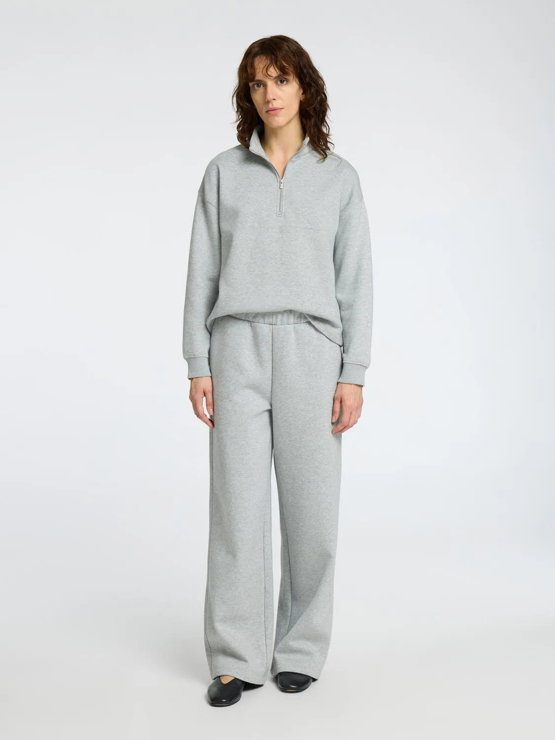 Gia Hw Wide Pant - Light Grey Melange