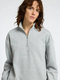 Gia Ls Zipper Sweat - Light Grey Melange