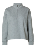 Gia Ls Zipper Sweat - Light Grey Melange