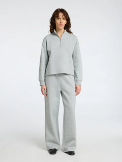 Gia Ls Zipper Sweat - Light Grey Melange