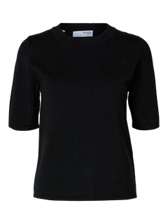 Lura Lurex 2/4 Knit O-Neck - Black Tonal Lurex