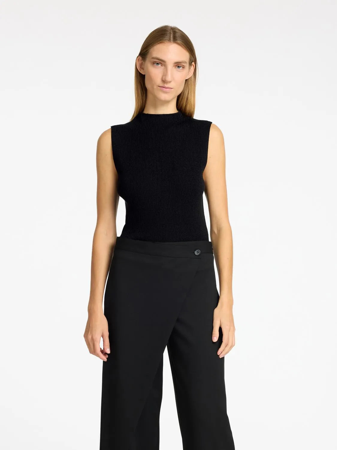 Lura Lurex Sl Knit High Neck - Black Tonal Lurex