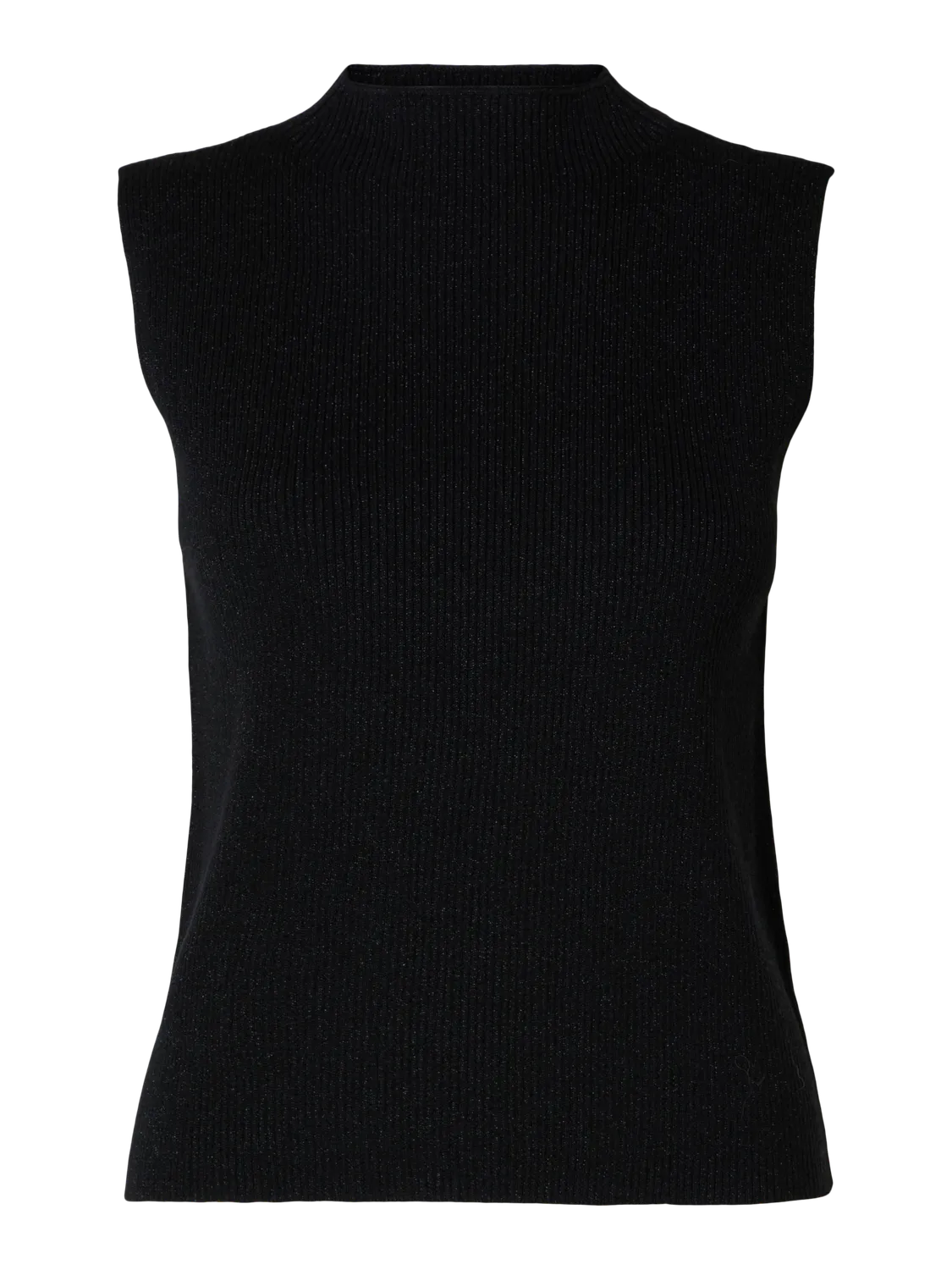 Lura Lurex Sl Knit High Neck - Black Tonal Lurex