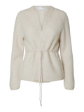 Sia Ras Ls Knit Belt Kofta - Birch Melange