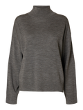 Hella Ls Knit High Neck - Medium Grey Melange