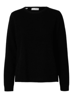 Manila Ls Knit Cashmere O-Neck - Black