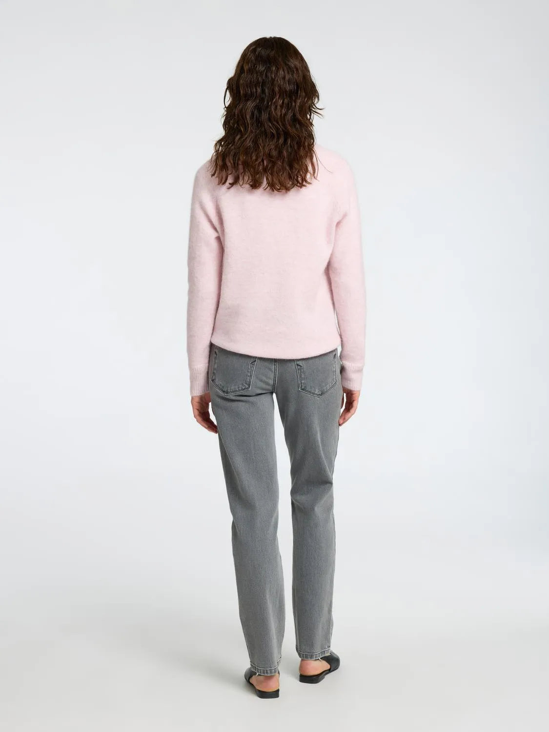 Selected Femme Lulu LS Knit O-Neck - Bleached Mauve Melange