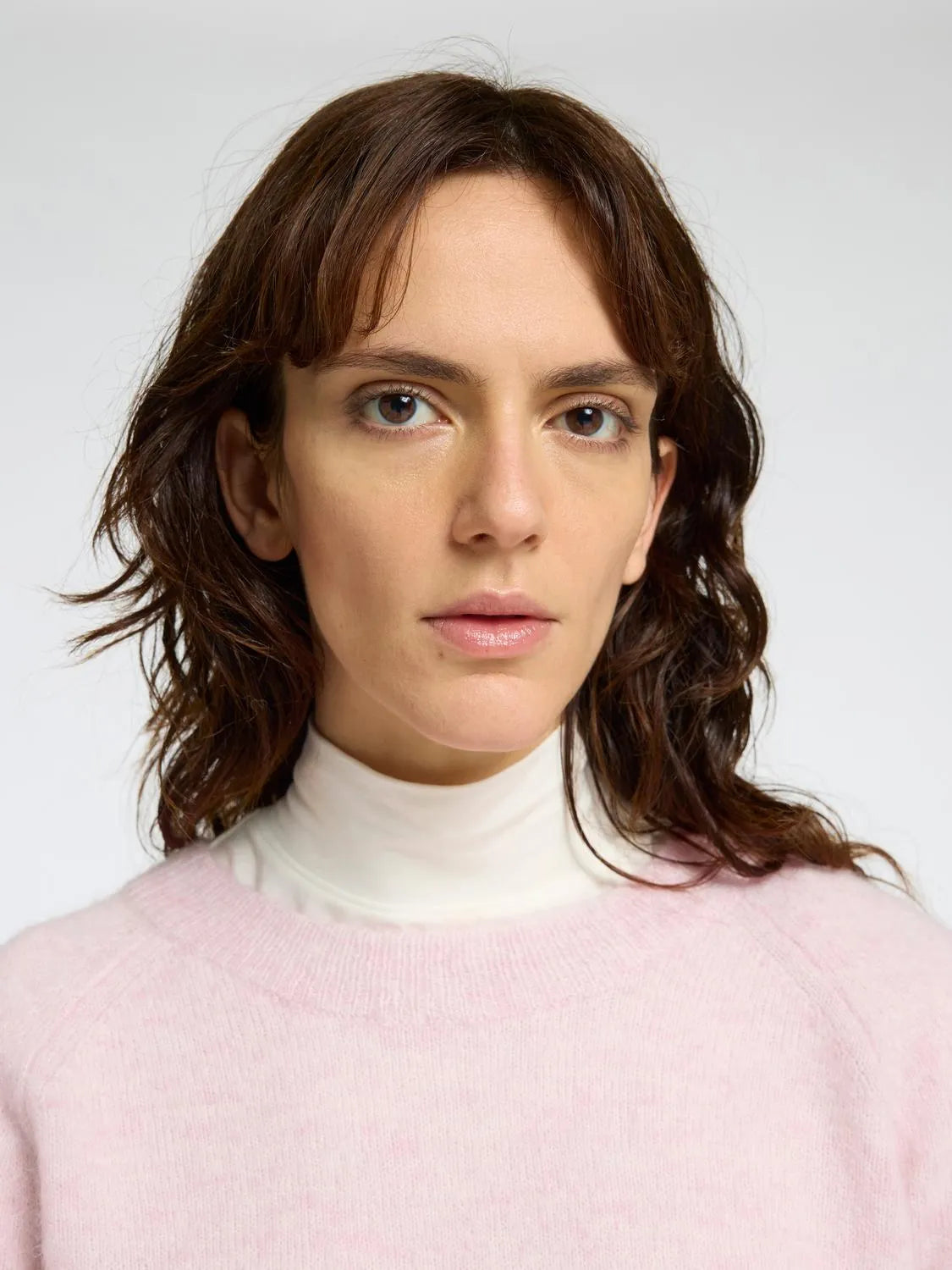 Selected Femme Lulu LS Knit O-Neck - Bleached Mauve Melange