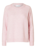 Selected Femme Lulu LS Knit O-Neck - Bleached Mauve Melange