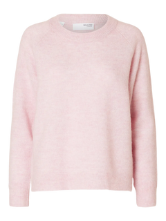 Lulu Ls Knit O-Neck B Noos - Bleached Mauve Melange