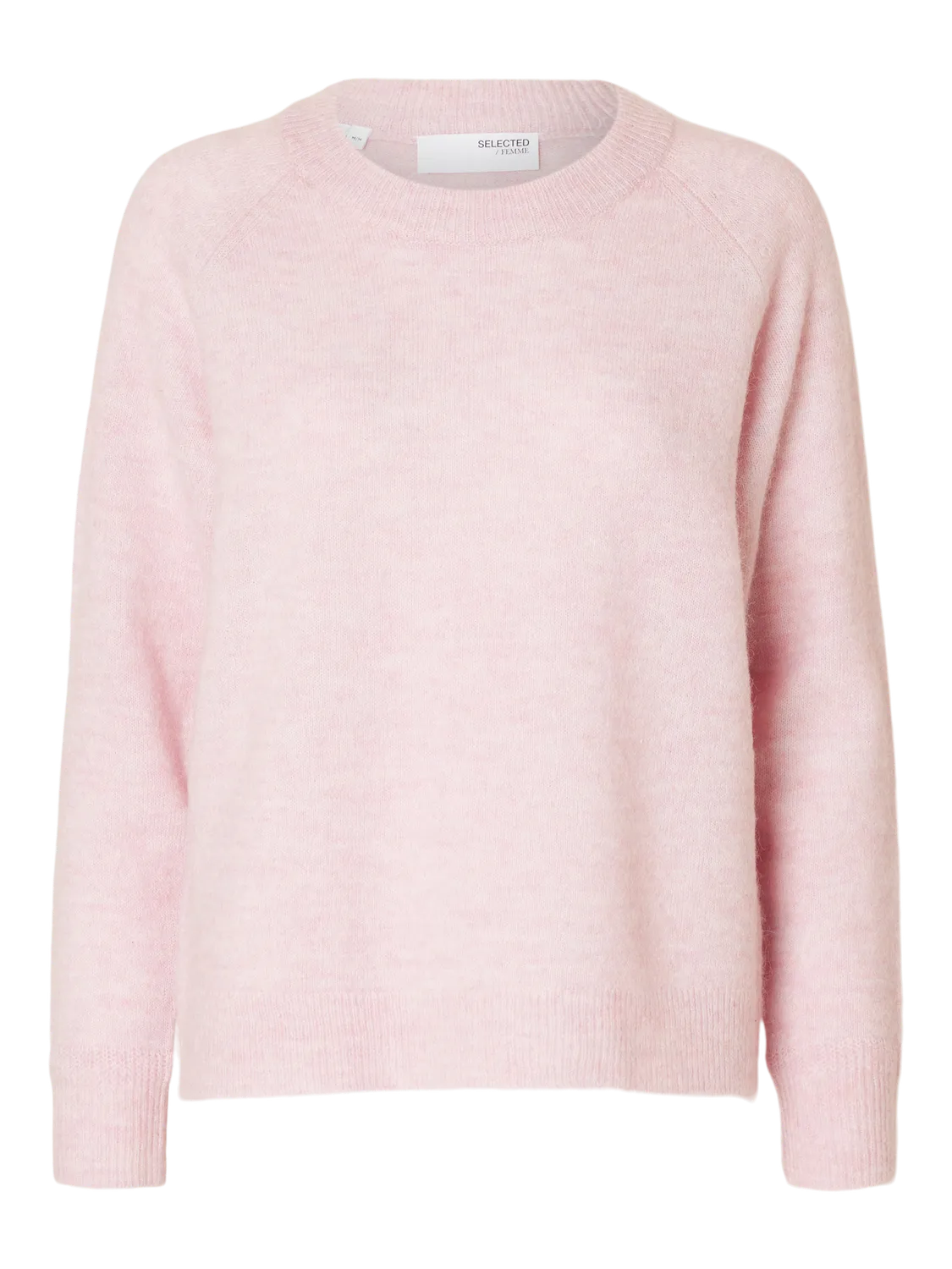 Selected Femme Lulu LS Knit O-Neck - Bleached Mauve Melange