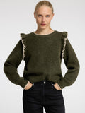 Alva Frills Ls Knit O-Neck - Kalamata/Birch