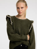 Alva Frills Ls Knit O-Neck - Kalamata/Birch