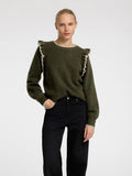 Alva Frills Ls Knit O-Neck - Kalamata/Birch