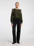 Alva Frills Ls Knit O-Neck - Kalamata/Birch