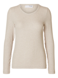 Dianna Ls O-Neck Top - Oatmeal Melange