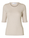 Dianna 2/4 O-Neck Top Noos - Oatmeal Melange
