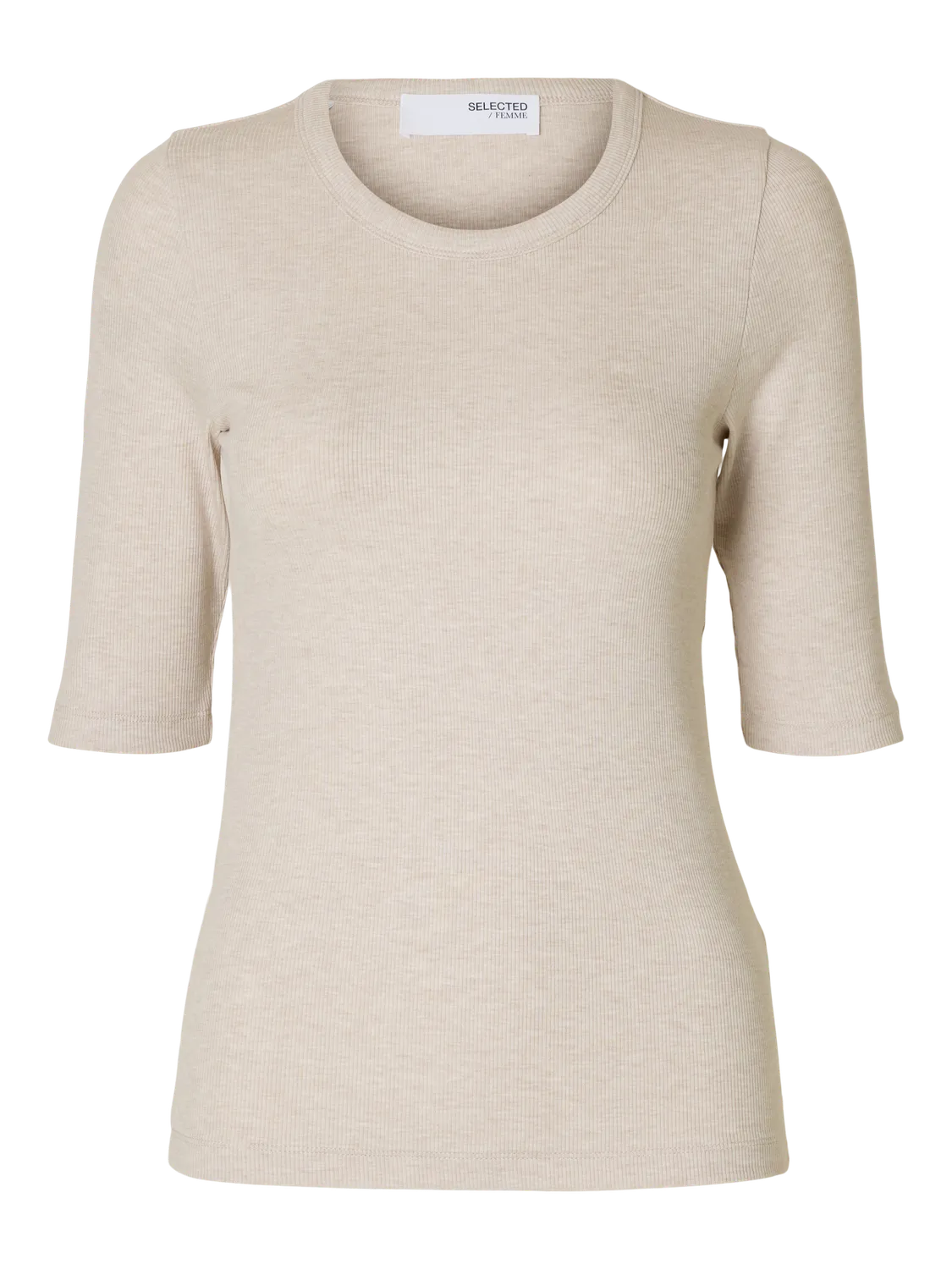 Dianna 2/4 O-Neck Top Noos - Oatmeal Melange