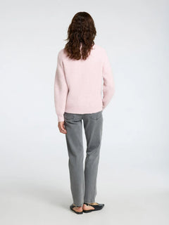 Lulu Ls Knit Short Cardigan B Noos - Bleached Mauve Melange