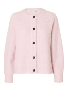 Lulu Ls Knit Short Cardigan B Noos - Bleached Mauve Melange