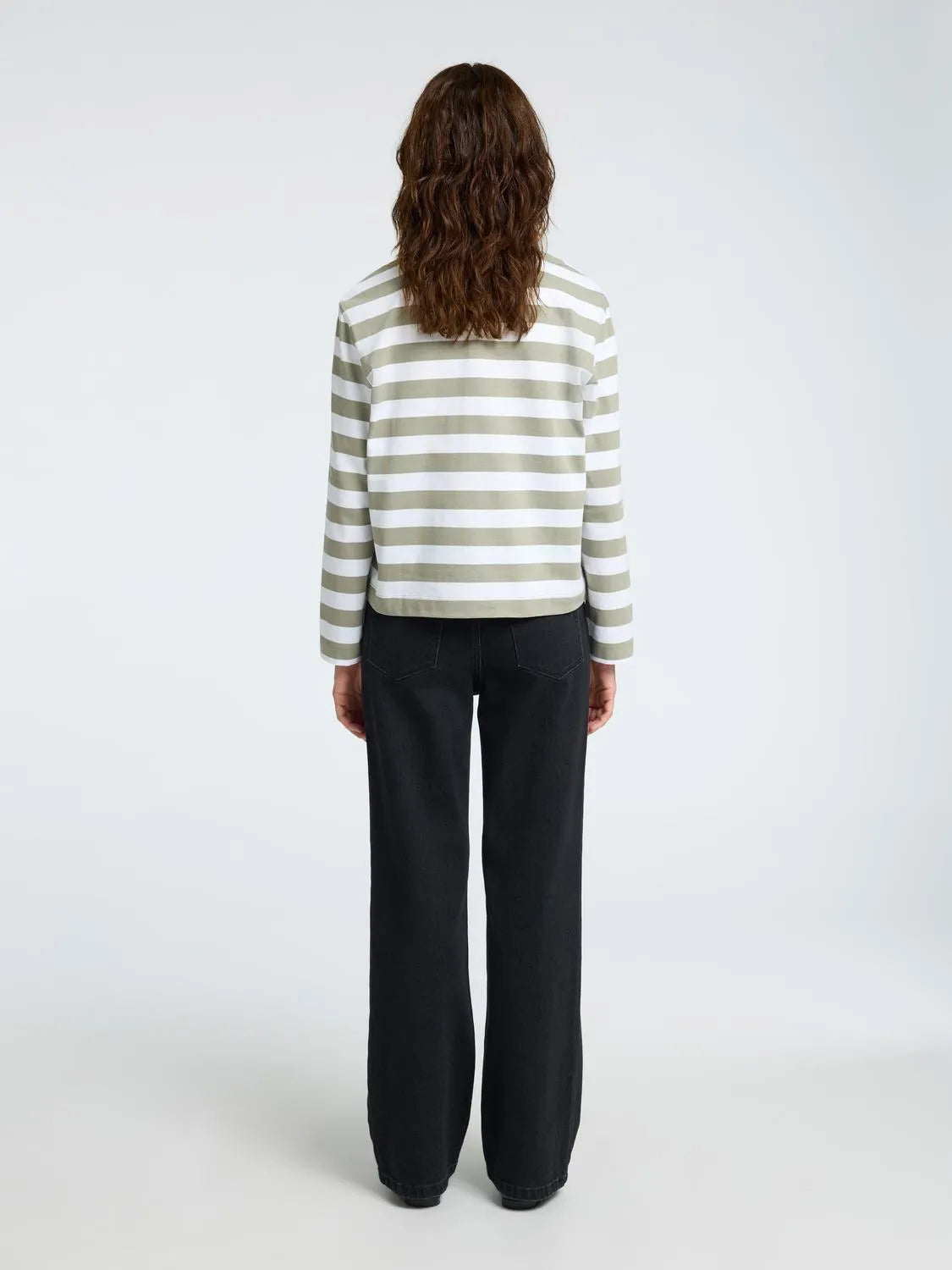 Selected Femme Essential LS Striped Boxy Tee